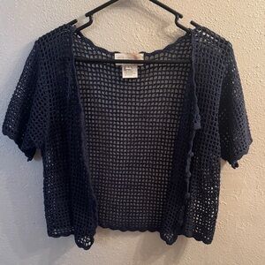 Petite Sophisticate Navy Open-Knit Cardigan